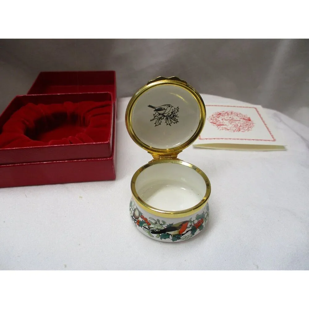 Enamel Box Halcyon Days Christmas 1981 Snuff Pill‎ Jewelry English bilston